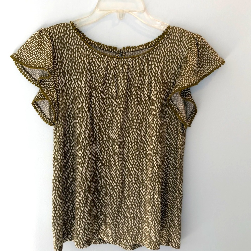 Loft blouse with ruffled cap sleeves